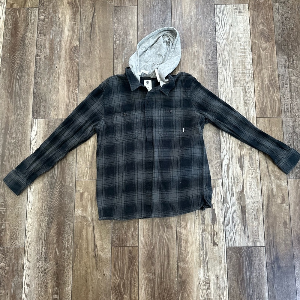 Element Black and Gray Plaid Shirt Jacket